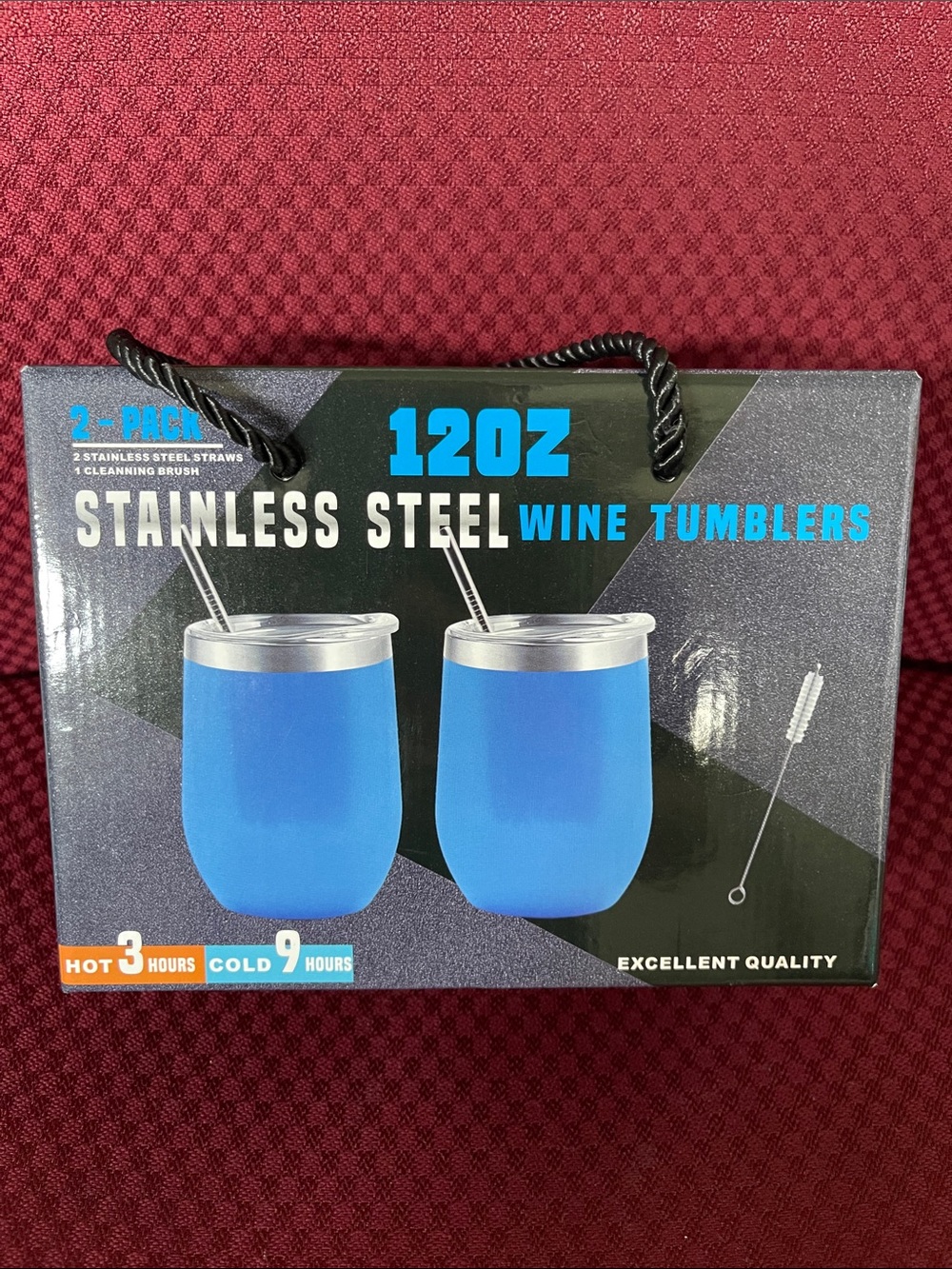 12oz Stainless Steel Blue Wine Tumblers - 2 Pack